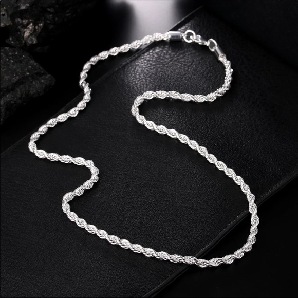 925 Sterling Silver 50cm 4mm Twisted Rope chain - Picture 2 of 5